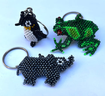 Handmade Beaded Keychain Set – Artisan Animal Designs from Lake Atitlán